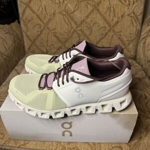 On Cloud 5 Women's Road Running Shoes Size 8.5 Ice Haze White/Green/Pink